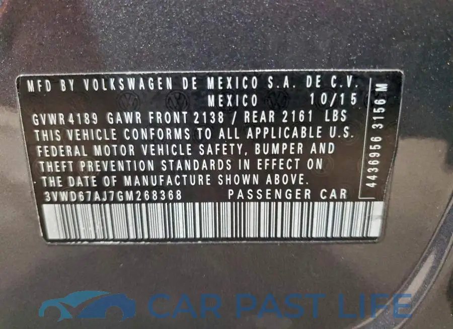 3VWD67AJ7GM268368# 12