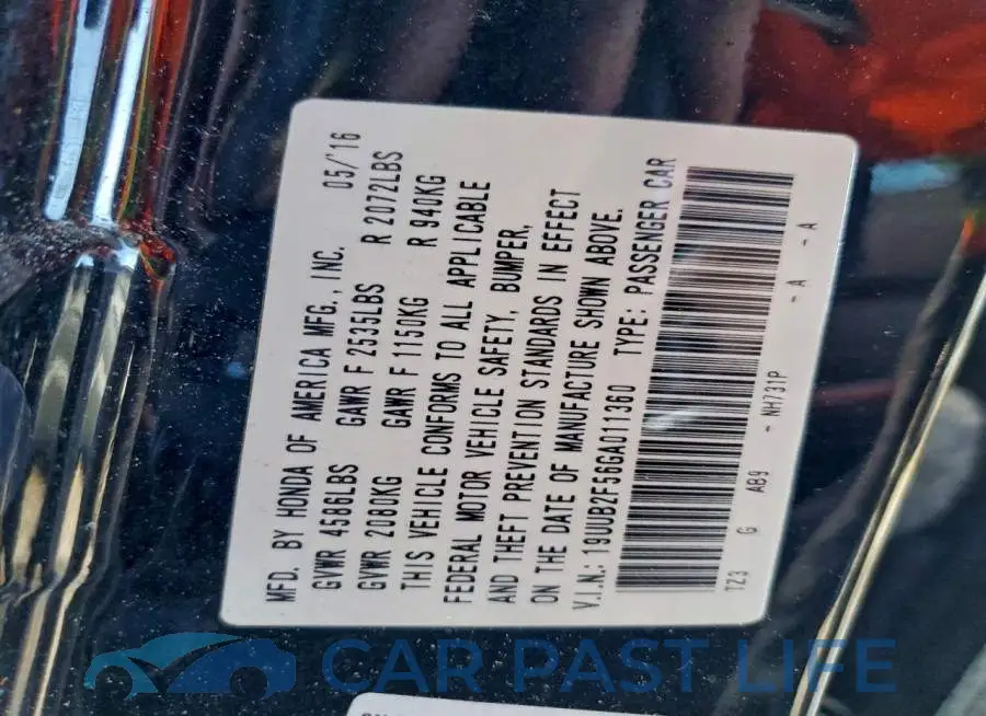 19UUB2F56GA011360# 12