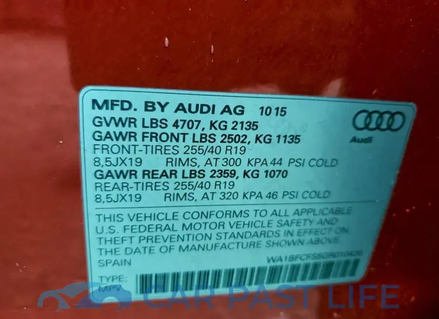 WA1BFCFS5GR010430# 12