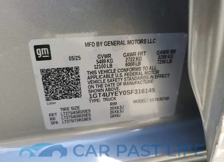 1GT4UYEY0SF316145# 12