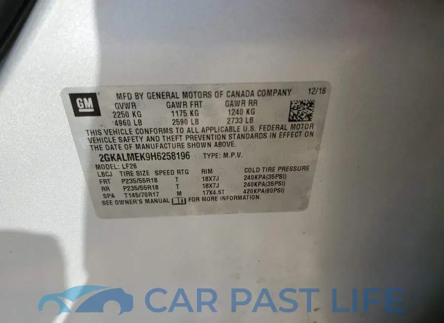 2GKALMEK9H6258196# 12