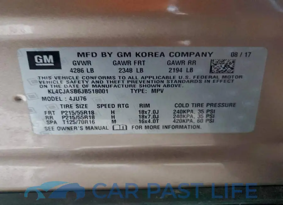 KL4CJASB6JB518001# 12