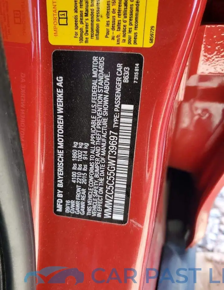 WMWZC5C55GWT39697# 12