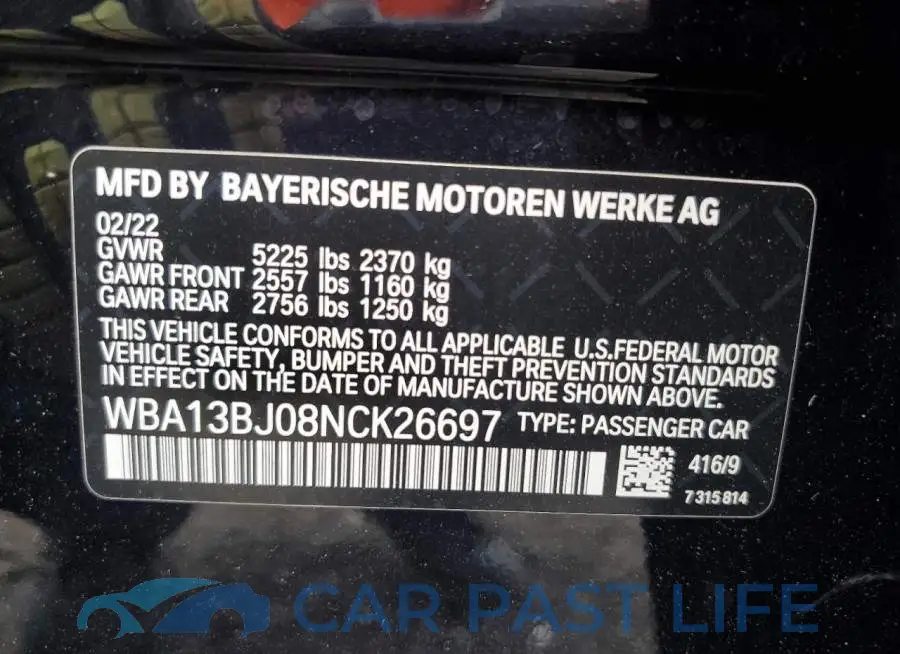 WBA13BJ08NCK26697# 12
