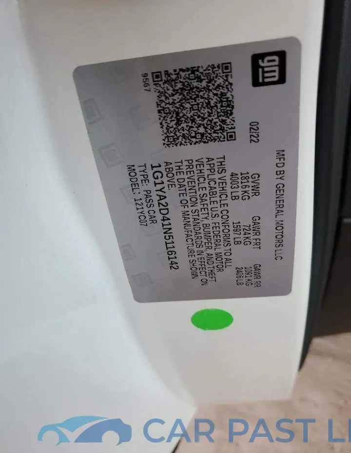 1G1YA2D41N5116142# 12