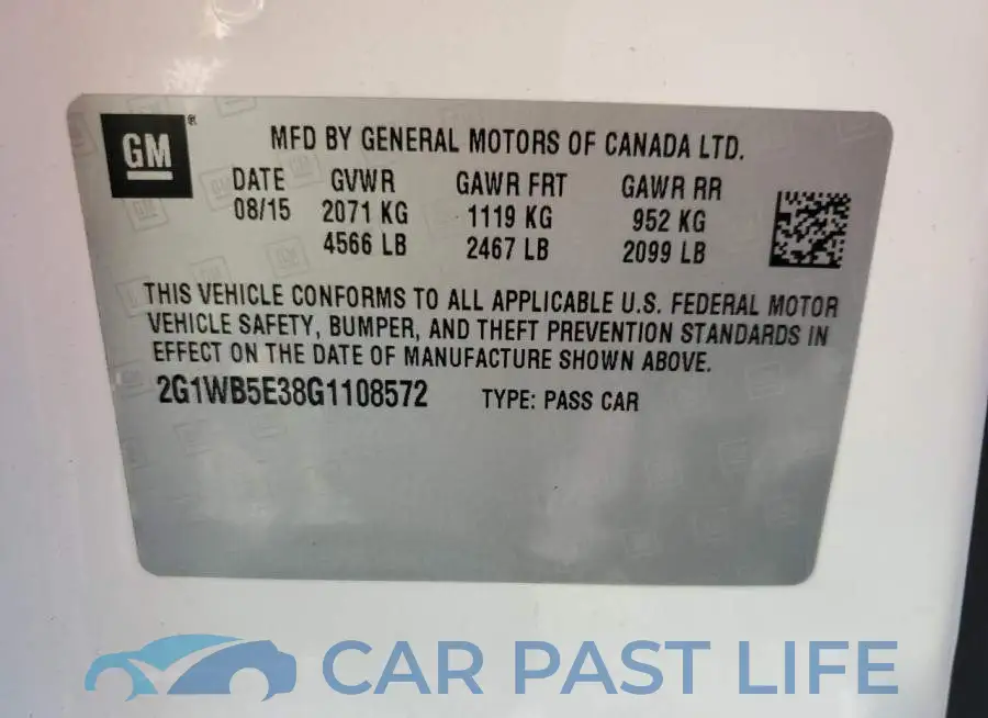 2G1WB5E38G1108572# 12