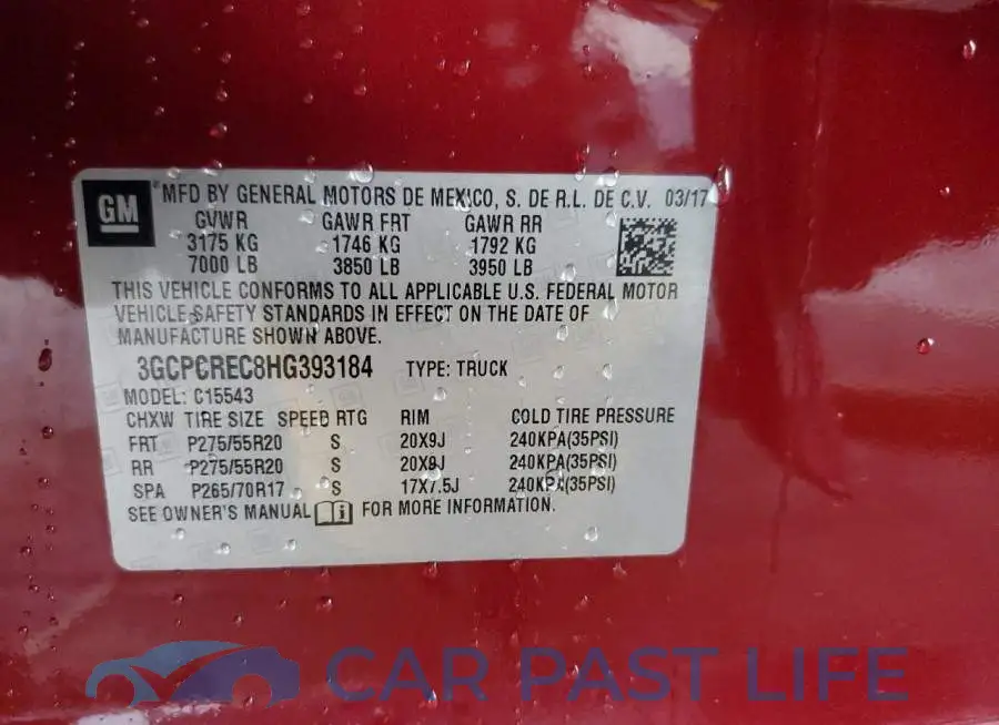 3GCPCREC8HG393184# 12