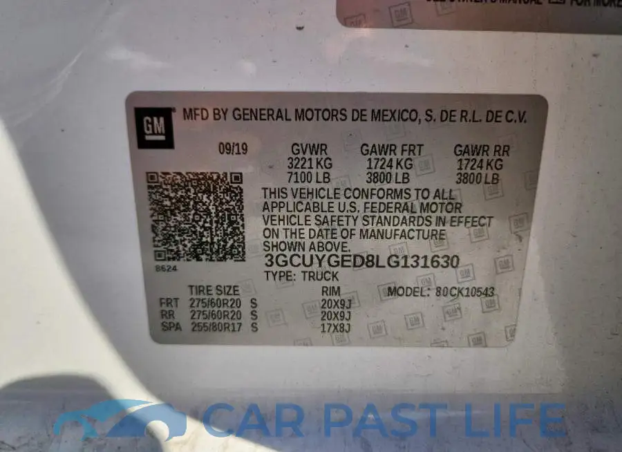 3GCUYGED8LG131630# 12