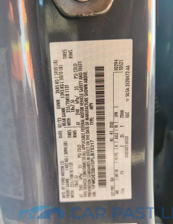1FMDE5BH3PLB75317# 12