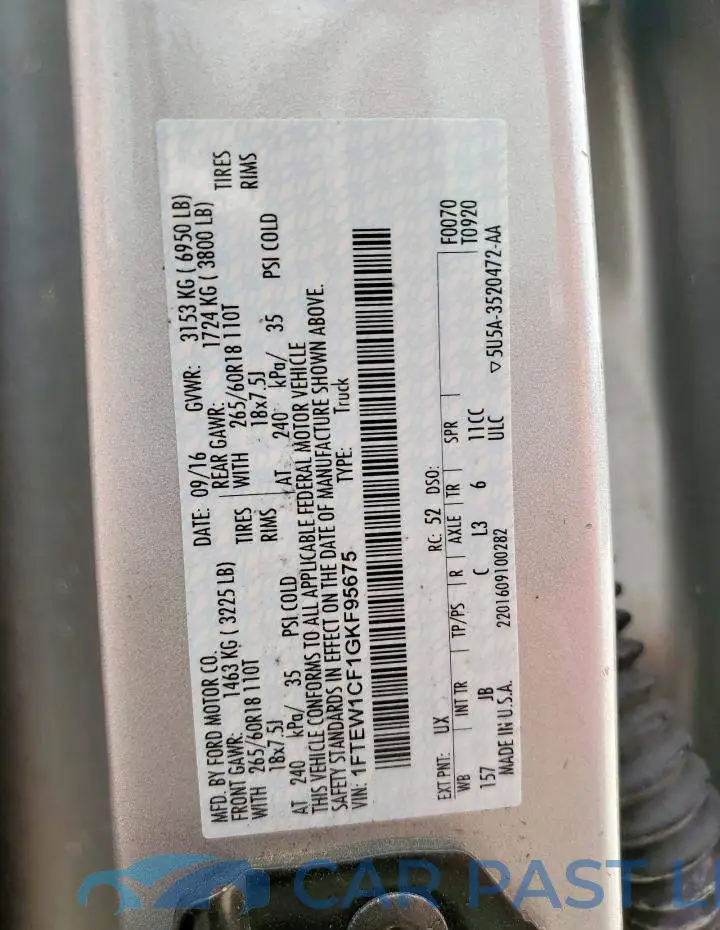 1FTEW1CF1GKF95675# 12