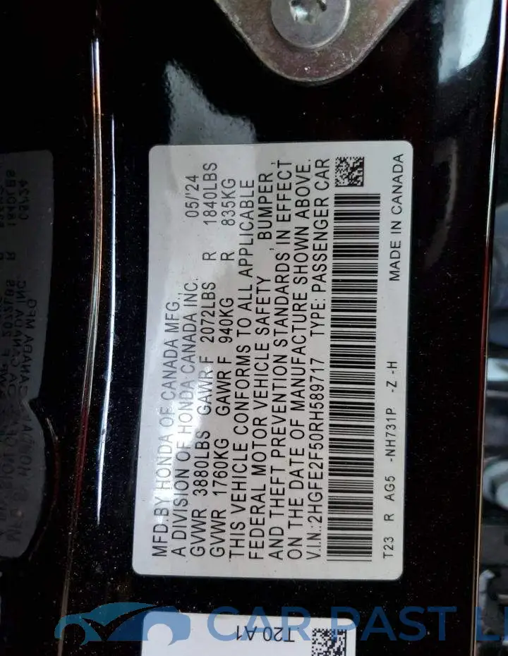 2HGFE2F50RH589717# 12