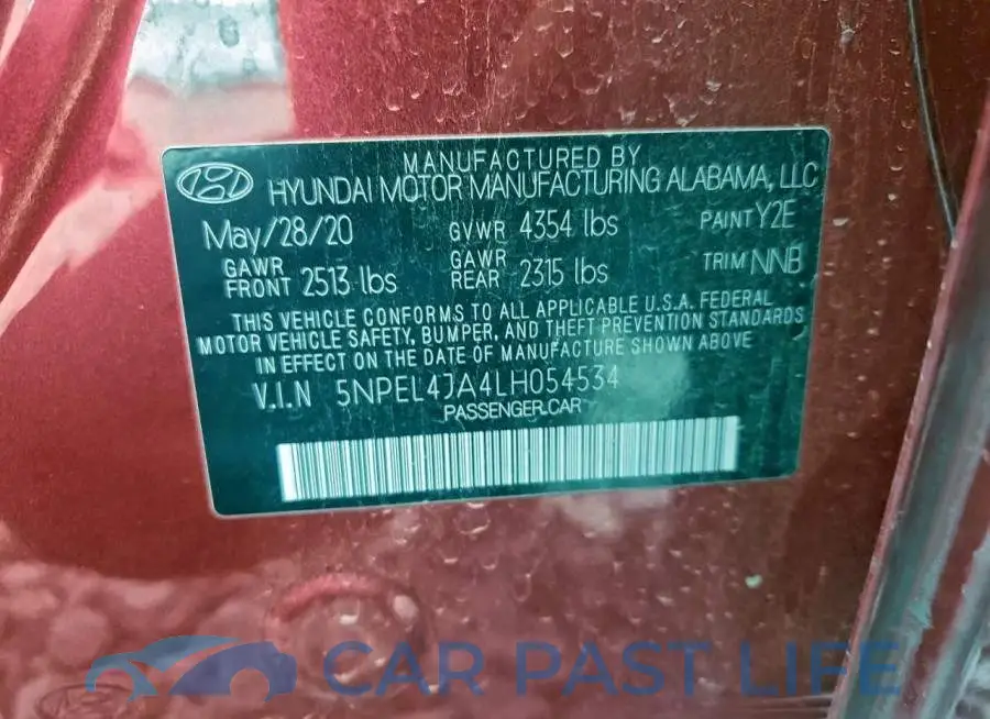 5NPEL4JA4LH054534# 12