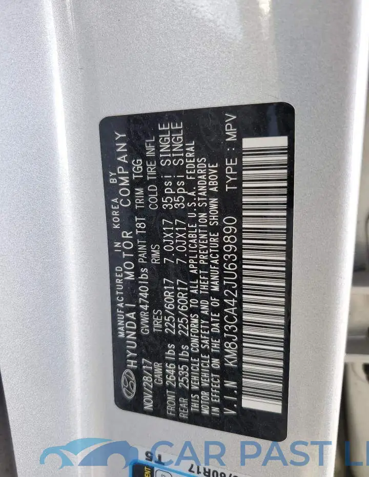KM8J3CA42JU639890# 13