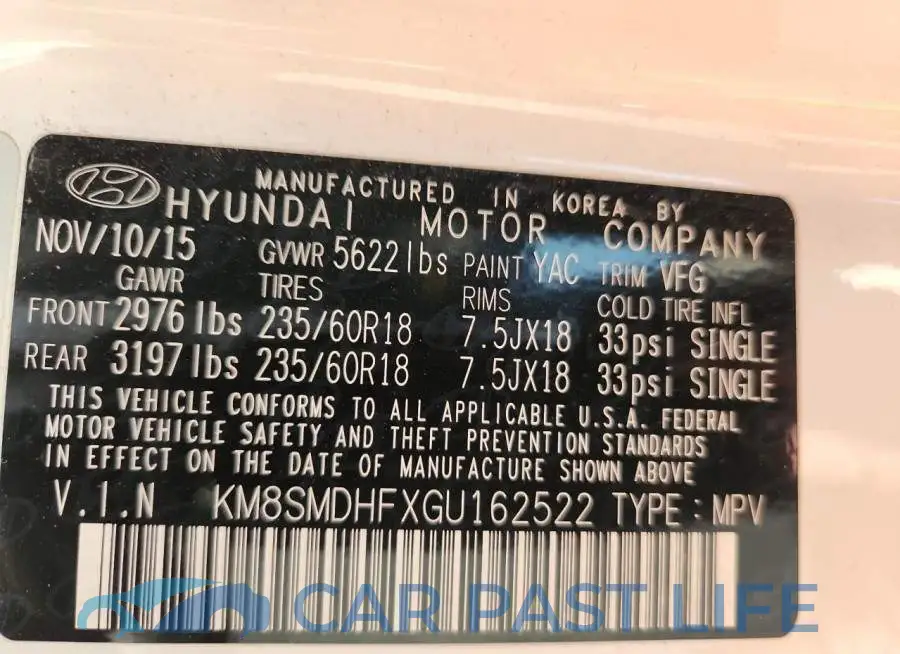 KM8SMDHFXGU162522# 13
