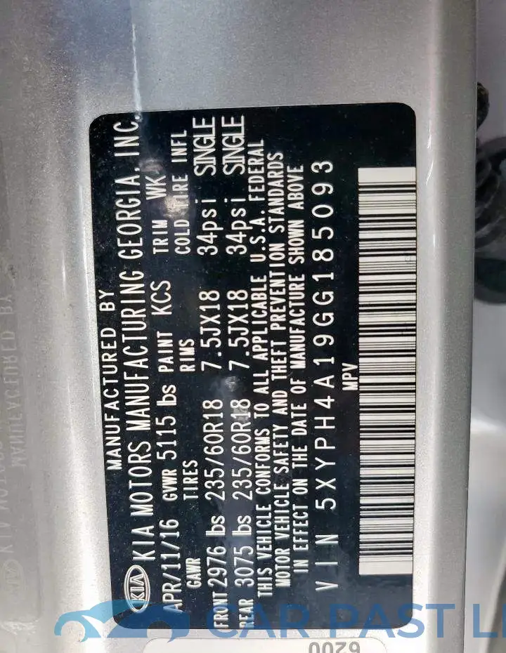 5XYPH4A19GG185093# 13
