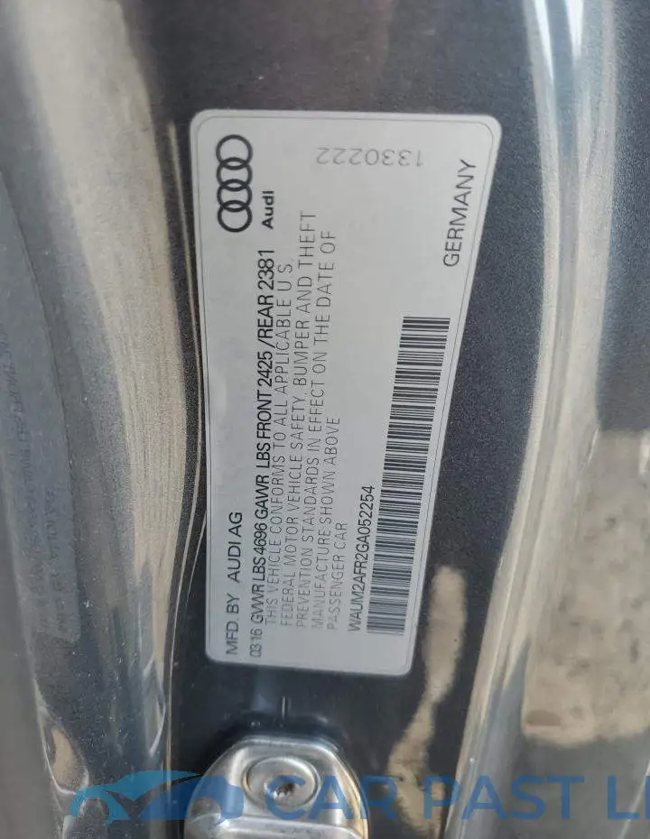 WAUM2AFR2GA052254# 12