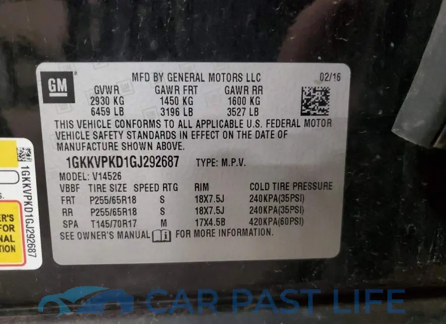 1GKKVPKD1GJ292687# 13