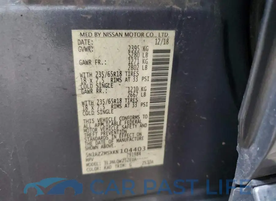 5N1AZ2MSXKN104403# 13