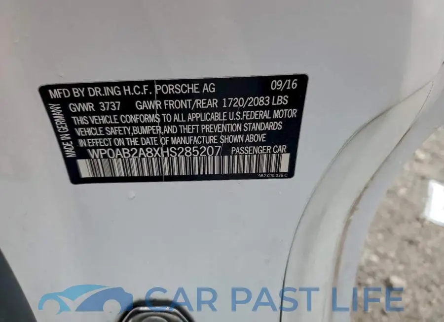 WP0AB2A8XHS285207# 12