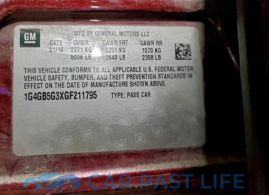 1G4GB5G3XGF211795# 12