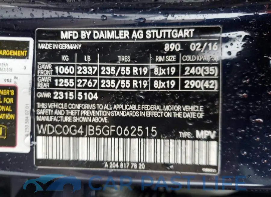 WDC0G4JB5GF062515# 13