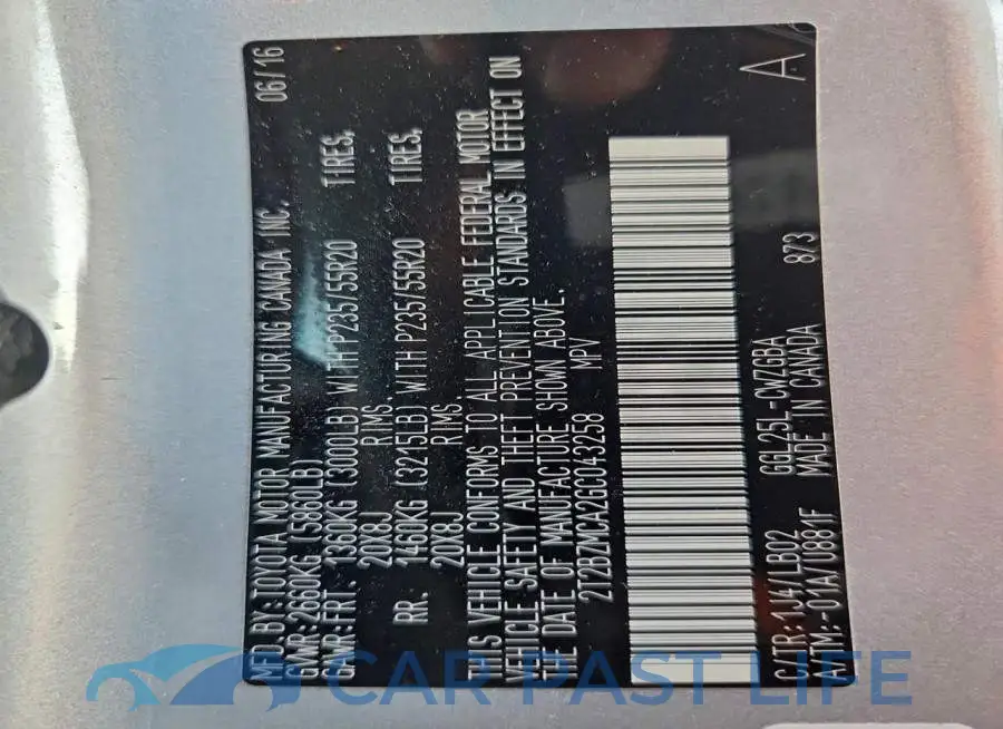 2T2BZMCA2GC043258# 13