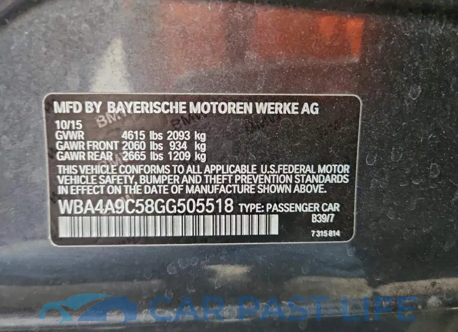 WBA4A9C58GG505518# 12