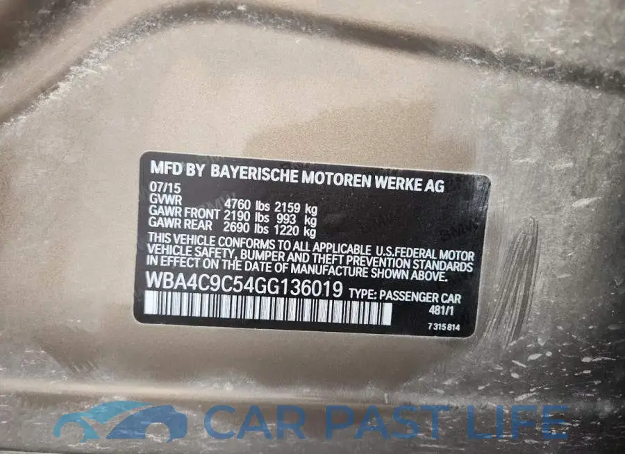 WBA4C9C54GG136019# 12