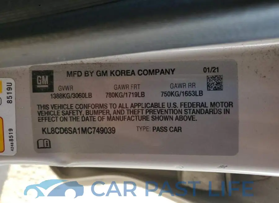 KL8CD6SA1MC749039# 13