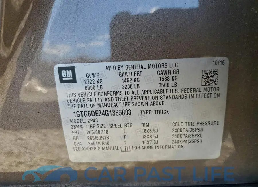 1GTG6DE34G1385803# 12