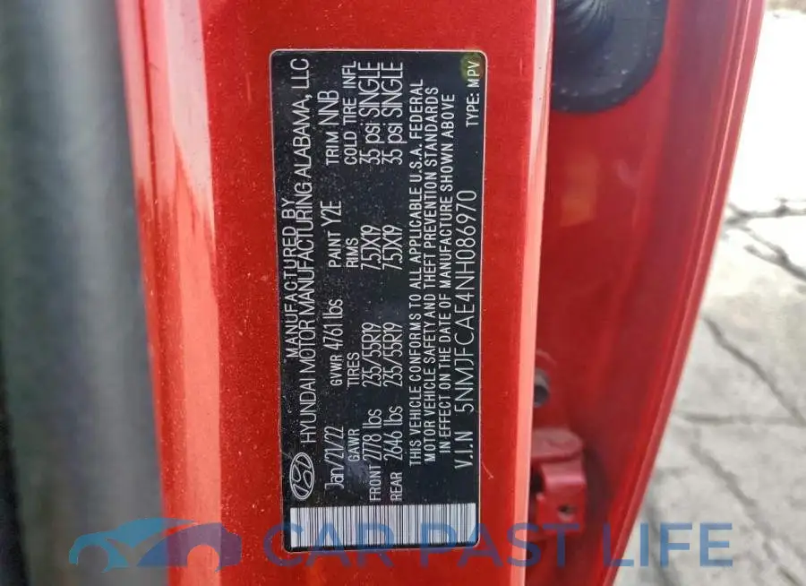 5NMJFCAE4NH086970# 13