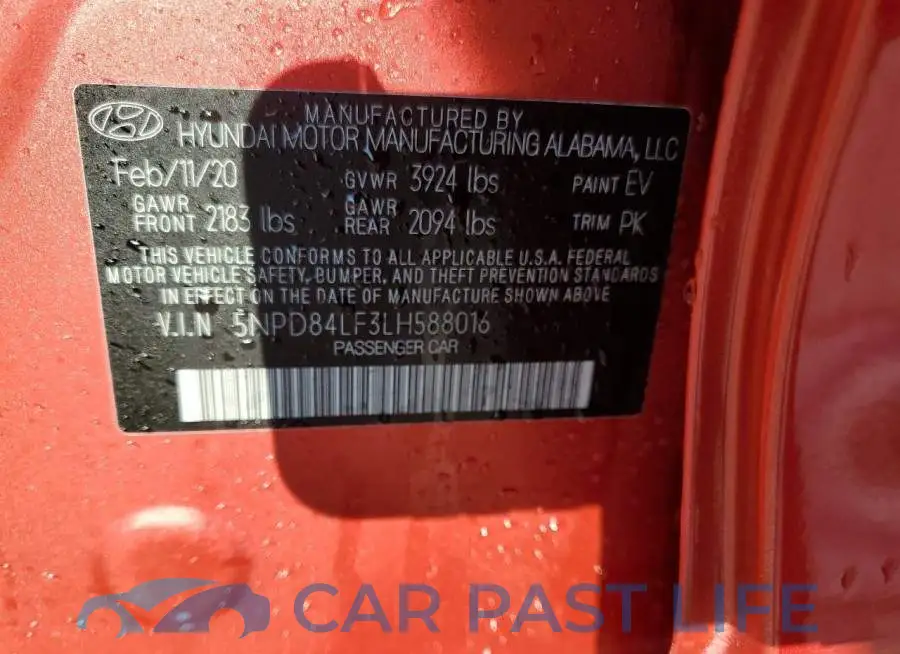 5NPD84LF3LH588016# 12