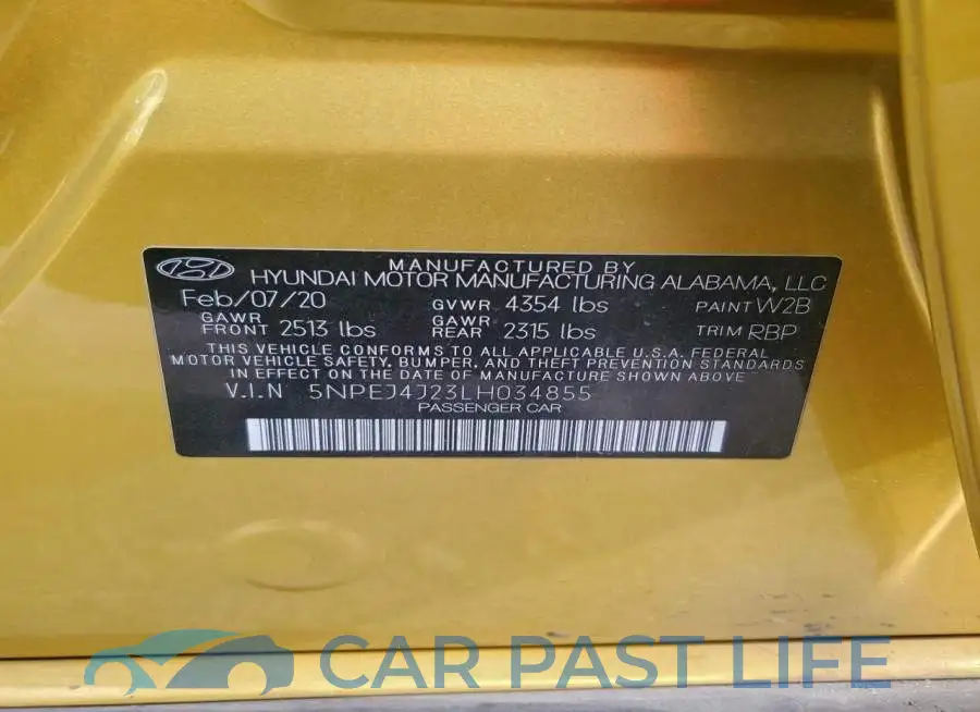 5NPEJ4J23LH034855# 12