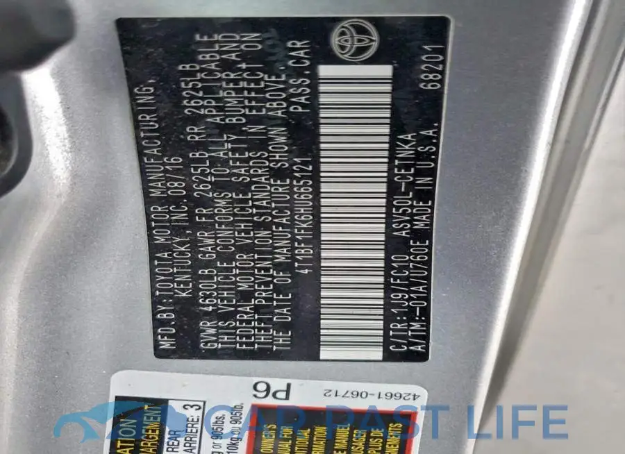 4T1BF1FK6HU665121# 12