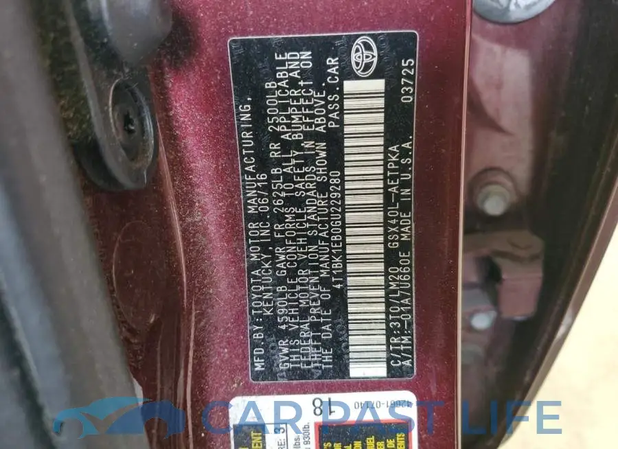 4T1BK1EB0GU229280# 12