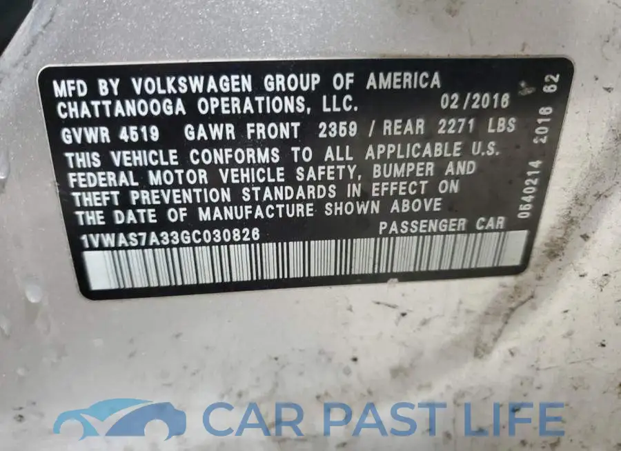 1VWAS7A33GC030826# 12