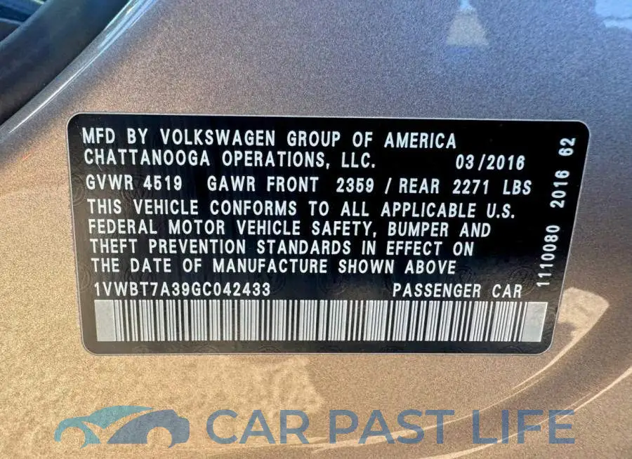 1VWBT7A39GC042433# 10