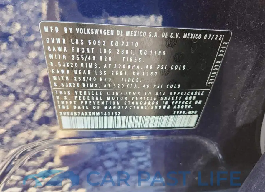 3VV4B7AXXNM141132# 13