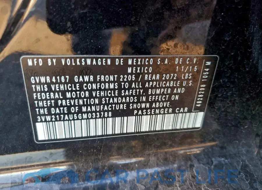 3VW217AU5GM033788# 13