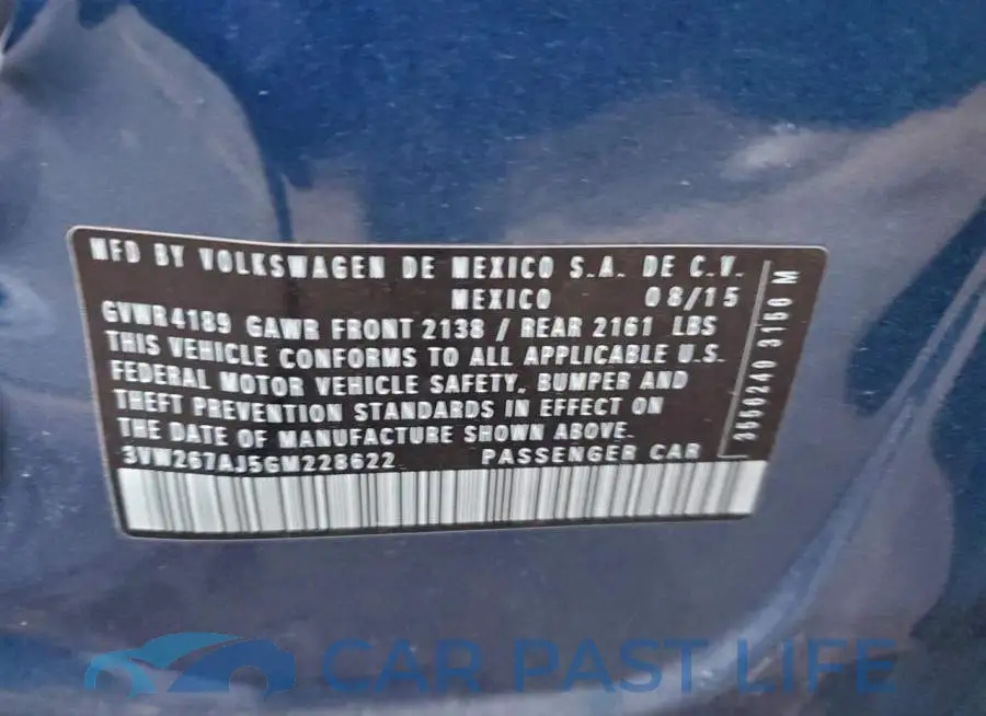 3VW267AJ5GM228622# 12