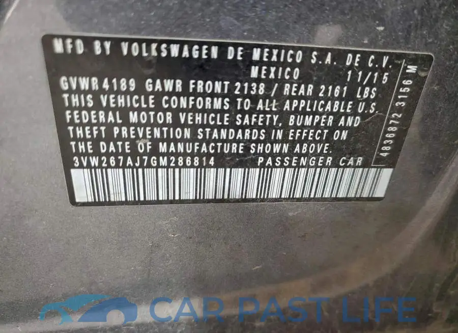 3VW267AJ7GM286814# 12