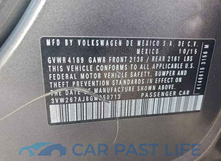 3VW267AJ8GM250713# 12