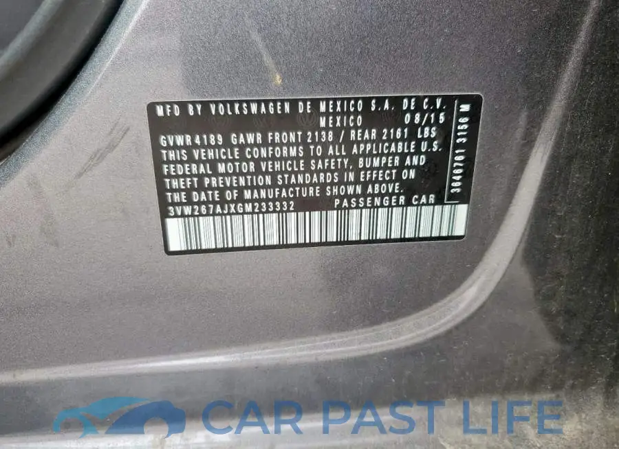 3VW267AJXGM233332# 12