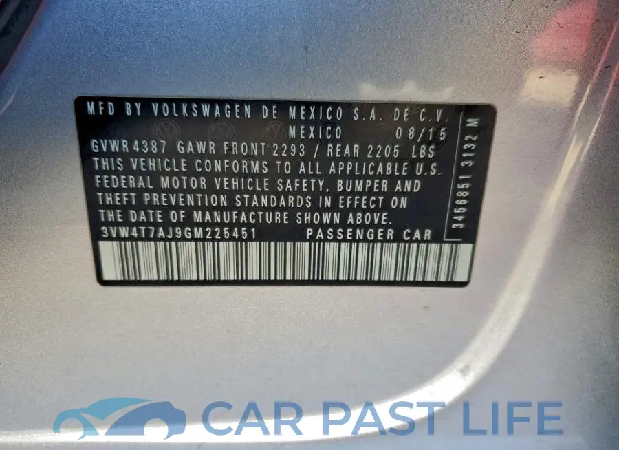3VW4T7AJ9GM225451# 12