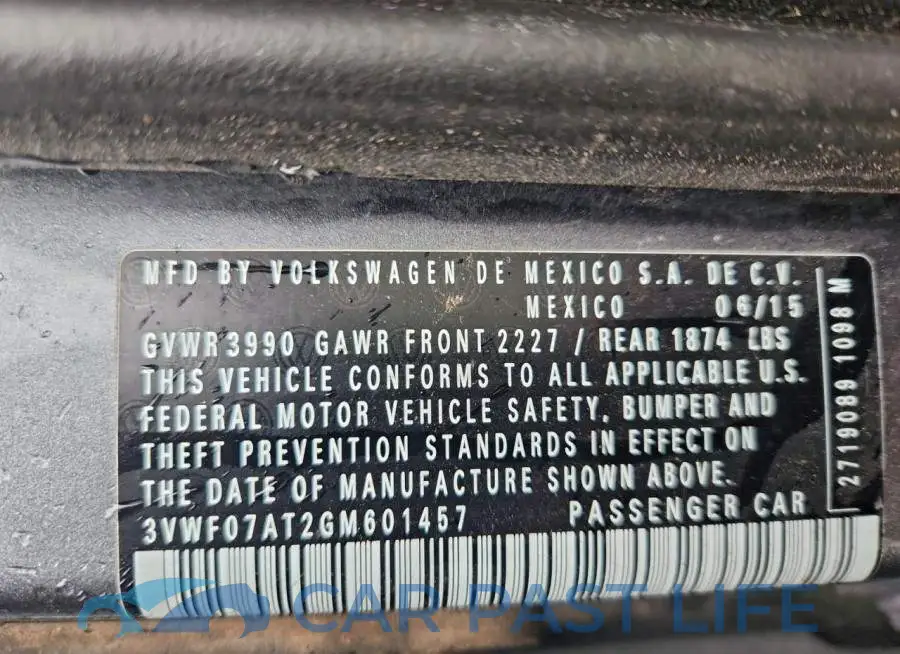 3VWF07AT2GM601457# 12