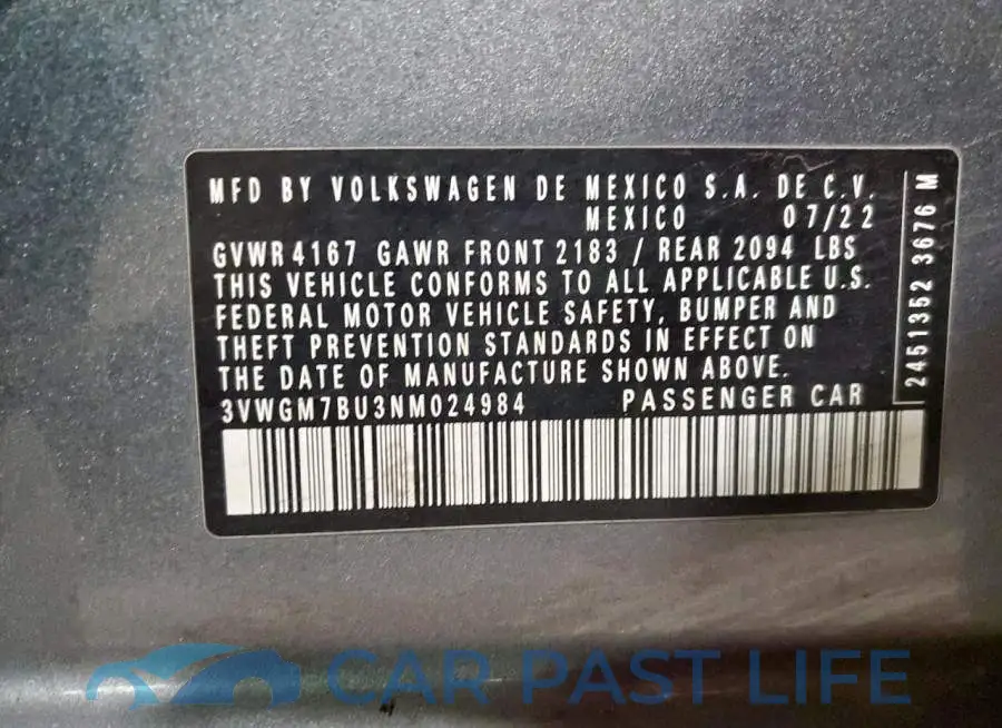3VWGM7BU3NM024984# 13