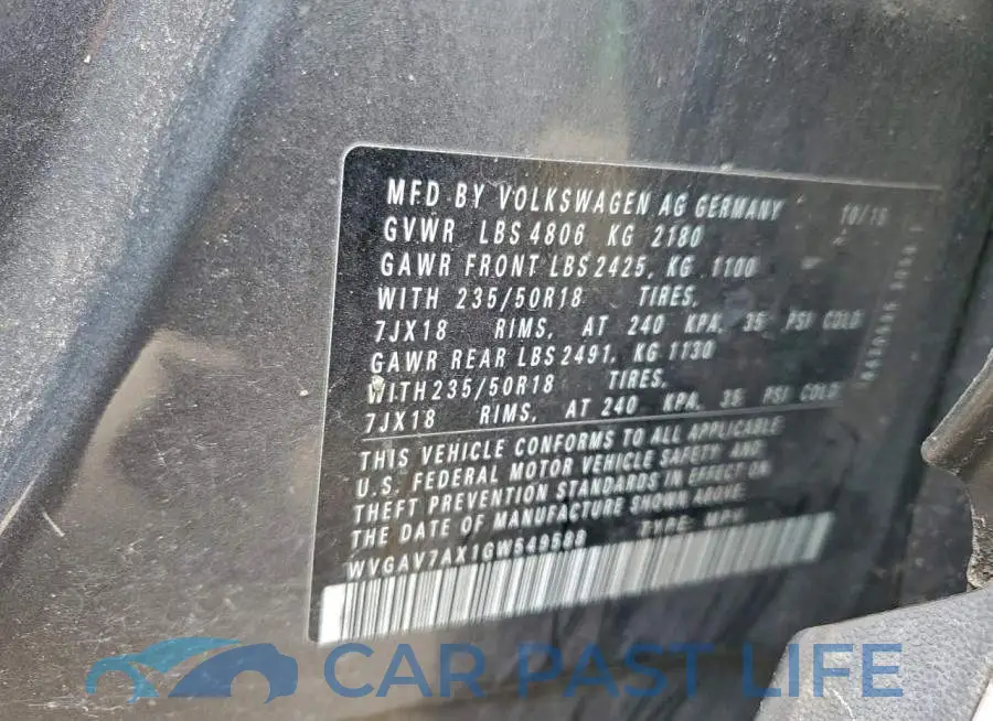 WVGAV7AX1GW549588# 13