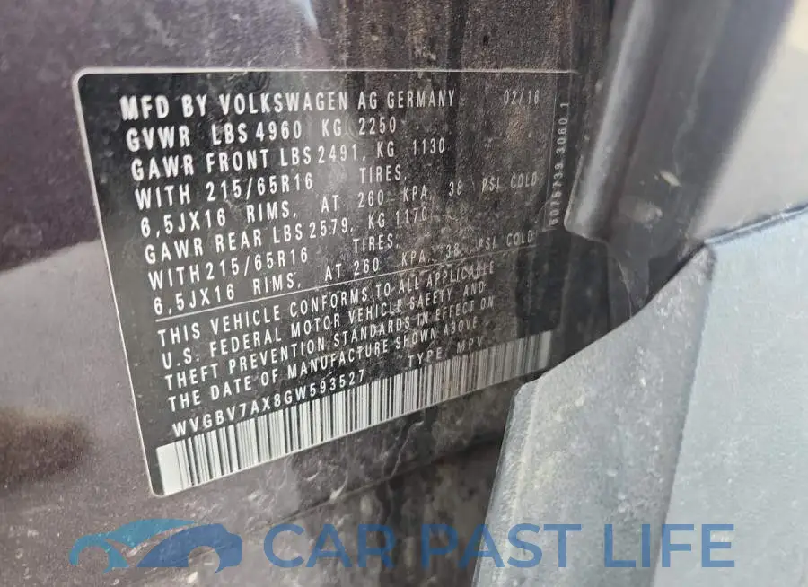 WVGBV7AX8GW593527# 13