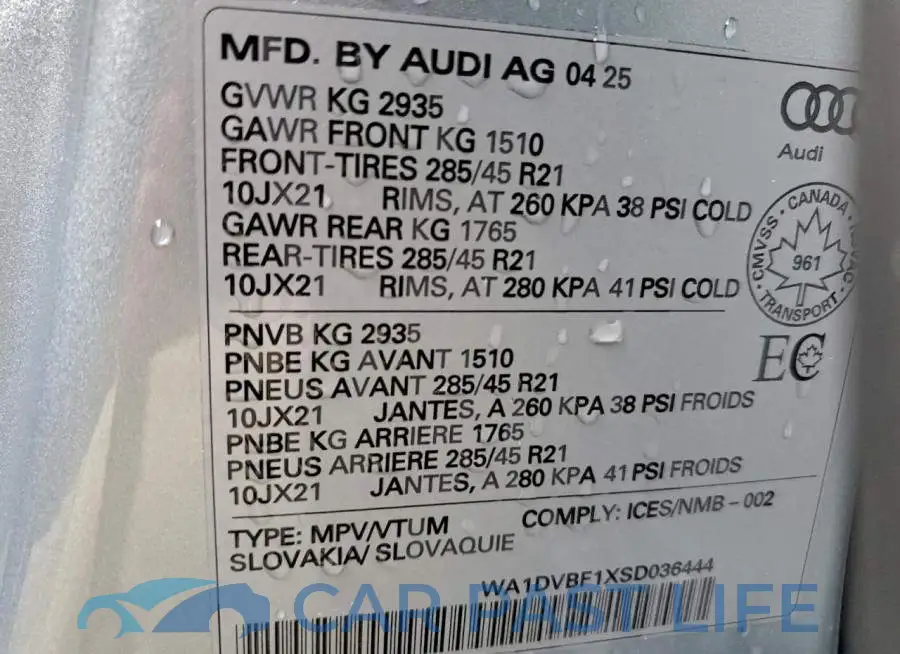 WA1DVBF1XSD036444# 12