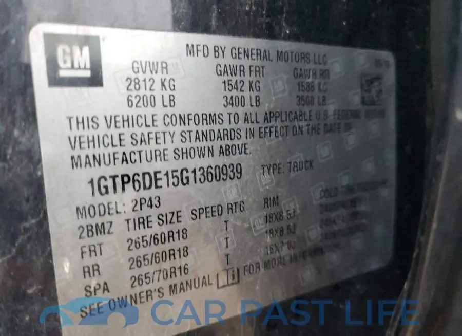 1GTP6DE15G1360939# 13